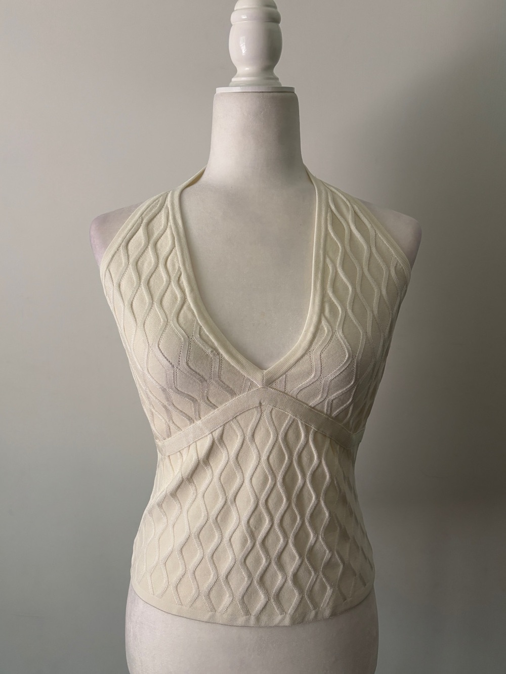 Guess Cream Cable-Knit Halter Tank